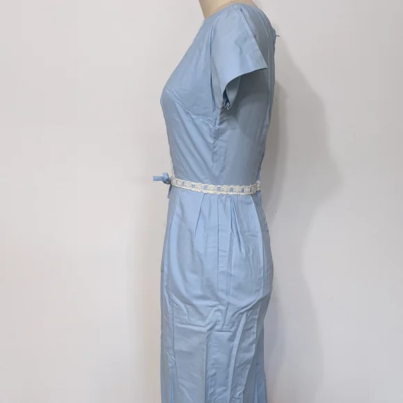 (37) vtg 1960s fitted periwinkle blue dainty dress - Picture 3 of 5